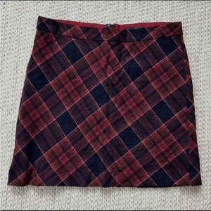 Vintage Navy Red Wool Tartan Plaid Mini Skirt Made in Germany